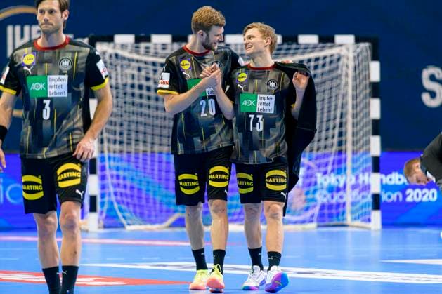 Handball, Men Olympic Qualification, Tournament, Group 3, Germany Slovenia Philipp Weber Germany SC DHfK Leipzig , Timo Kastening Germany MT Melsungen Berlin Max Schmeling Halle Berlin Germany