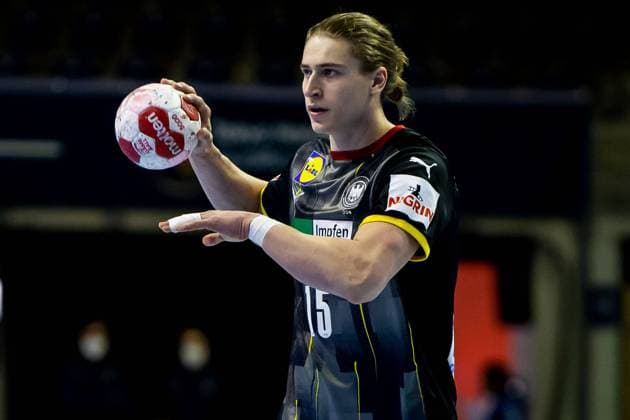 13 03 2021, xfrx, handball olympic qualification 2021, germany slovenia emspor, v l Juri Knorr germany DFL DFB REGULATIONS PROHIBIT ANY USE OF PHOTOGRAPHS as IMAGE SEQUENCES and or QUASI VIDEO Berlin