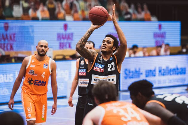 easyCredit BBL 23 Matchday RASTA Vechta vs ratiopharm ulm, 13 03 2021 Troy Caupain ratiopharm ulm, 23 easyCredit BBL 23 Matchday RASTA Vechta vs ratiopharm ulm on 13 03 2021 in Vechta RASTA Dome , Germany, Copyright: xBEAUTIFULxSPORTS Neddermannx