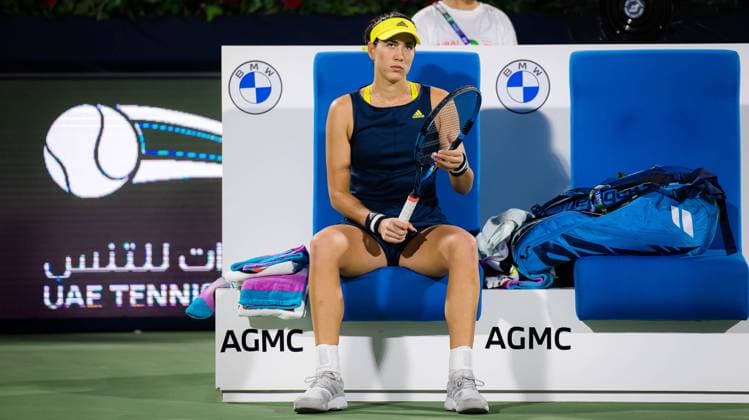 March 13, 2021, DUBAI, UNITED ARAB EMIRATES: Garbine Muguruza of Spain in action during the final of the 2021 Dubai Duty Free Tennis Championships WTA, Tennis Damen 1000 tournament against Barbora Krejcikova of the Czech Republic DUBAI UNITED ARAB EMIRATES - ZUMAa181 20210313_zaa_a181_223 Copyright: xRobxPrangex