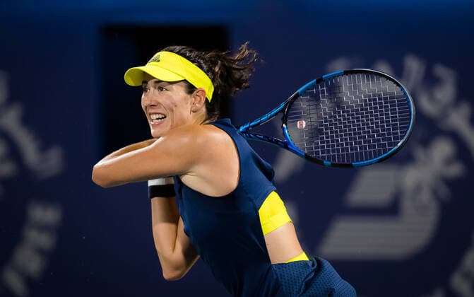 March 13, 2021, DUBAI, UNITED ARAB EMIRATES: Garbine Muguruza of Spain in action during the final of the 2021 Dubai Duty Free Tennis Championships WTA, Tennis Damen 1000 tournament against Barbora Krejcikova of the Czech Republic DUBAI UNITED ARAB EMIRATES - ZUMAa181 20210313_zaa_a181_231 Copyright: xRobxPrangex