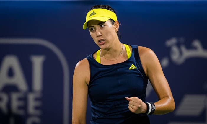 March 13, 2021, DUBAI, UNITED ARAB EMIRATES: Garbine Muguruza of Spain in action during the final of the 2021 Dubai Duty Free Tennis Championships WTA, Tennis Damen 1000 tournament against Barbora Krejcikova of the Czech Republic DUBAI UNITED ARAB EMIRATES - ZUMAa181 20210313_zaa_a181_236 Copyright: xRobxPrangex