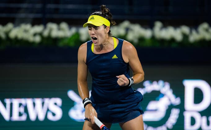 March 13, 2021, DUBAI, UNITED ARAB EMIRATES: Garbine Muguruza of Spain in action during the final of the 2021 Dubai Duty Free Tennis Championships WTA, Tennis Damen 1000 tournament against Barbora Krejcikova of the Czech Republic DUBAI UNITED ARAB EMIRATES - ZUMAa181 20210313_zaa_a181_239 Copyright: xRobxPrangex