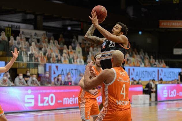 Troy CAUPAIN 23 ratiopharm ulm , Stefan PENO 4 Rasta Vechta Rasta Vechta vs ratiopharm Ulm, Basketball, easyCredit BBL Bundesliga, 13 03 2021, 23 Matchday, Season 2020 2021 Copyright xErikxHillmer EIBNERx EP ehr Rasta Vechta vs ratiopharm Ulm, Basketball, easyCredit BBL Bundesliga, 13 03 2021, 23 Matchday, Season 2020 2021 Vechta Copyright: xErikxHillmer EIBNERx EP_ehr