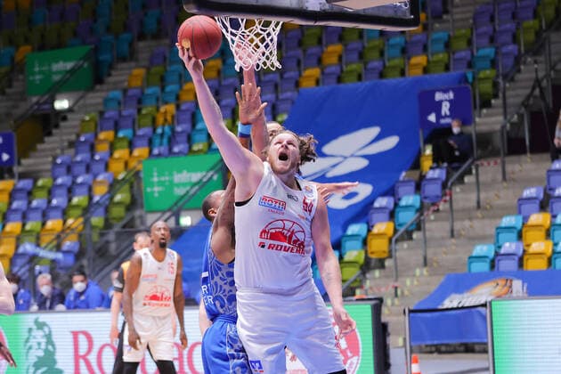 Fraport Skyliners JobStairs Giessen 46ers, easyCredit BBL basket by John Bryant Giessen, 54 easyCredit BBL basketball match between Fraport Skyliners and JobStairs Giessen 46ers on 13 March 2021 at Fraport Arena in Frankfurt am Main , Frankfurt am Main Hesse Germany Fraport Arena