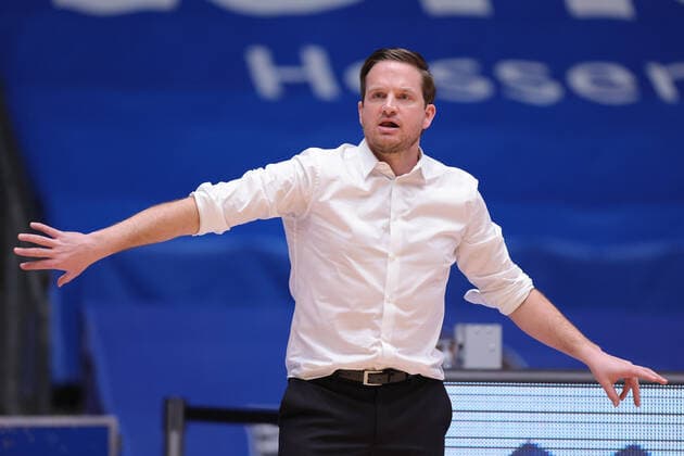 Fraport Skyliners JobStairs Giessen 46ers, easyCredit BBL Head Coach Rolf Scholz Giessen Basketball match of the easyCredit BBL between the Fraport Skyliners and the JobStairs Giessen 46ers on 13 March 2021 at the Fraport Arena in Frankfurt am Main , Frankfurt am Main Hesse Germany Fraport Arena