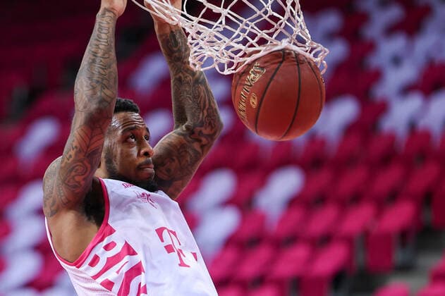 GER, Easycredit BBL, Telekom Baskets Bonn vs Brose Bamberg 13 03 2021, Telekom Dome, Bonn, GER, Easycredit BBL, Telekom Baskets Bonn vs Brose Bamberg, pictured James Thompson Telekom Bonn 3 , nordphotoxGmBHx xMeuter nph00351