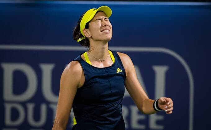 March 13, 2021, DUBAI, UNITED ARAB EMIRATES: Garbine Muguruza of Spain reacts to winning the final of the 2021 Dubai Duty Free Tennis Championships WTA, Tennis Damen 1000 tournament DUBAI UNITED ARAB EMIRATES - ZUMAa181 20210313_zaa_a181_338 Copyright: xRobxPrangex