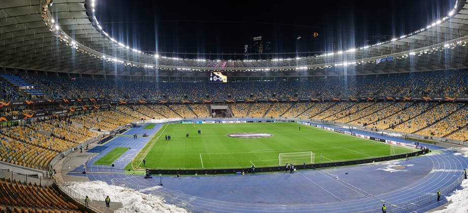 KYIV, UKRAINE - MARCH 11, 2021: NSC Olympic before the match of UEFA Europa League Dynamo Kyiv vs Villarreal at NSC Olympic in Kyiv Copyright: xVitaliixKliuievx