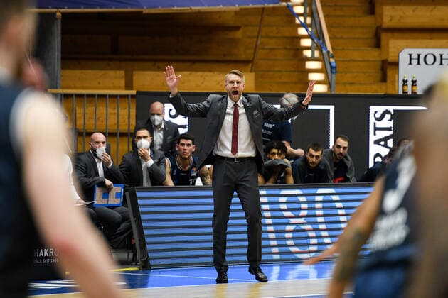 Tuomas Iisalo HAKRO Merlins Crailsheim motivates his team, GER, HAKRO Merlins Crailsheim vs MHP Riesen Ludwigsburg, 14 03 2021, 23 Spieltag easycredit Basketball Bundesliga, Spielzeit 2020 2021 GER, HAKRO Merlins Crailsheim vs MHP Riesen Ludwigsburg, 14 03 2021, 23 Spieltag easycredit Basketball Bundesliga, Spielzeit 2020 2021 Crailsheim Copyright: xEibnerxPressefoto MichaelxMemmlerx EP_MMR