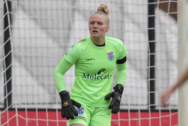 AMSTERDAM, 14-03-2021 ,De Toekomst Pure Energie Eredivisie vrouwen, Dutch football, Season 2020 2021, PEC Zwolle goalkeeper Moon Pondes during the match Ajax - PEC (Women) 0-1 Ajax - PEC (Women)  x11110863x Copyright: