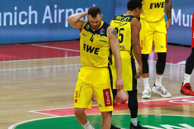 4 Keith Hornsby Oldenburg is at a loss Basketball, 1 Bundesliga, BBL, FC Bayern Munich vs EWE Baskets Oldenburg at Audi Dome, 14 03 2021 PHOTO Mladen Lackovic LakoPress