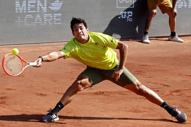 Santiago14 Marzo 2021 El tenista Chileno Cristian Garin se enfrenta al tenista Argentino Facundo Bagnis, durante la final del ATP, Tennis Herren de Santiago, realizado en San Carlos de Apoquindo Javier Salvo Photosport ATP de Santiago Final 14 3 2021