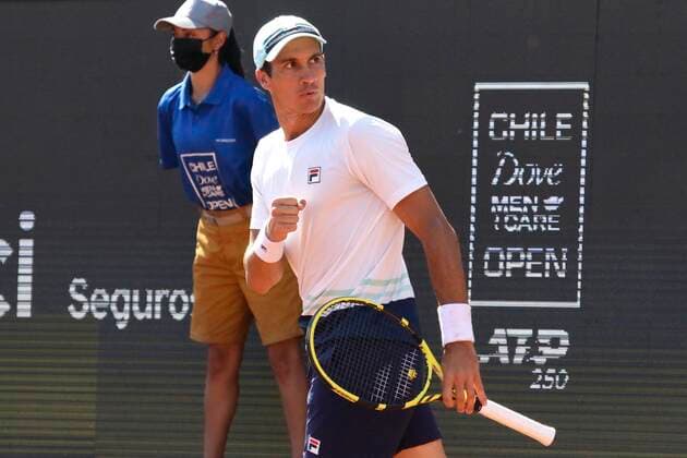 Santiago14 Marzo 2021 El tenista Chileno Cristian Garin se enfrenta al tenista Argentino Facundo Bagnis, durante la final del ATP, Tennis Herren de Santiago, realizado en San Carlos de Apoquindo Javier Salvo Photosport ATP de Santiago Final 14 3 2021