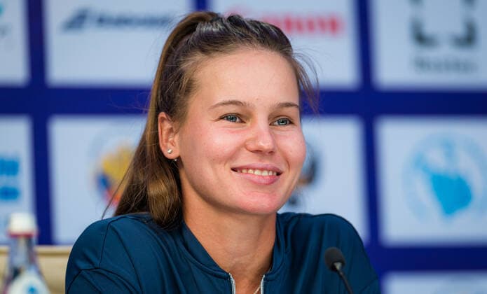 March 15, 2021, ST PETERSBURG, RUSSIA: Veronika Kudermetova of Russia talks to the media at the 2021 St. Petersburg Ladies Trophy WTA, Tennis Damen 1000 tournament ST PETERSBURG RUSSIA - ZUMAa181 20210315_zaa_a181_001 Copyright: xRobxPrangex
