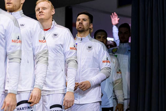 Handball, Men Olympic Qualification, Tournament, Group 3, Algeria Germany Patrick Wiencek Germany THW Kiel , Fabian Wiede Germany Fuechse Berlin Berlin Max Schmeling Halle Berlin Germany