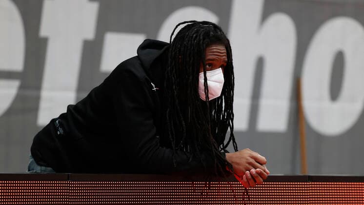 15 03 2021, Basketball, BBL 2020 2021, 23 matchday, s Oliver Wuerzburg medi bayreuth, GER, Wuerzburg, s Oliver Arena, picture The injured Robert Lowery s Oliver Wuerzburg. Copyright: HMBxMedia xHeikoxBecker