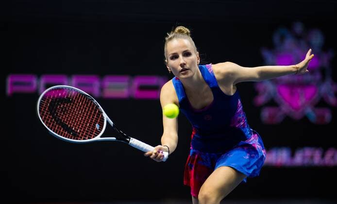 Mandatory Credit: Photo by Rob Prange Shutterstock (11800202j) Daria Mishina of Russia in action during the first round at the 2021 St. Petersburg Ladies Trophy WTA, Tennis Damen 1000 tournament WTA St Petersburg Ladies Trophy, Tennis, St Petersburg, Russia - 16 Mar 2021 WTA St Petersburg Ladies Trophy, Tennis, St Petersburg, Russia - 16 Mar 2021  Copyright: xRobxPrange Shutterstockx 11800202j