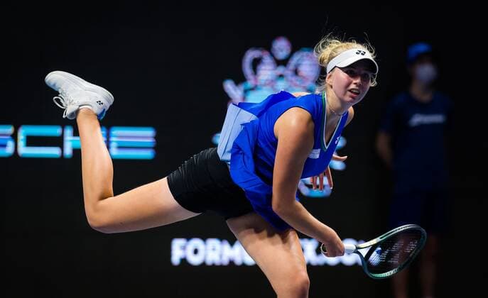 Mandatory Credit: Photo by Rob Prange Shutterstock (11800202af) Clara Tauson of Denmark in action during the first round of the 2021 St. Petersburg Ladies Trophy WTA, Tennis Damen 1000 tournament WTA St Petersburg Ladies Trophy, Tennis, St Petersburg, Russia - 16 Mar 2021 WTA St Petersburg Ladies Trophy, Tennis, St Petersburg, Russia - 16 Mar 2021  Copyright: xRobxPrange Shutterstockx 11800202af