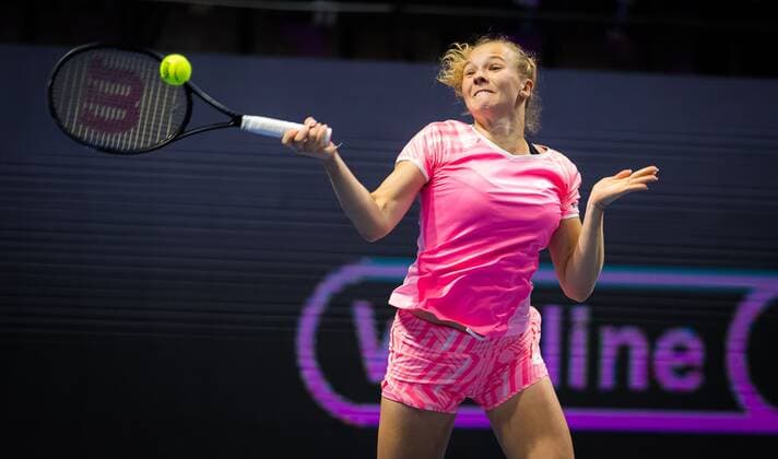 Mandatory Credit: Photo by Rob Prange Shutterstock (11800202bv) Katerina Siniakova of the Czech Republic in action during the first round of the 2021 St. Petersburg Ladies Trophy WTA, Tennis Damen 1000 tournament WTA St Petersburg Ladies Trophy, Tennis, St Petersburg, Russia - 16 Mar 2021 WTA St Petersburg Ladies Trophy, Tennis, St Petersburg, Russia - 16 Mar 2021  Copyright: xRobxPrange Shutterstockx 11800202bv