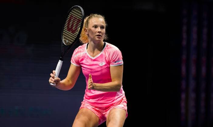 Mandatory Credit: Photo by Rob Prange Shutterstock (11800202bq) Katerina Siniakova of the Czech Republic in action during the first round of the 2021 St. Petersburg Ladies Trophy WTA, Tennis Damen 1000 tournament WTA St Petersburg Ladies Trophy, Tennis, St Petersburg, Russia - 16 Mar 2021 WTA St Petersburg Ladies Trophy, Tennis, St Petersburg, Russia - 16 Mar 2021  Copyright: xRobxPrange Shutterstockx 11800202bq