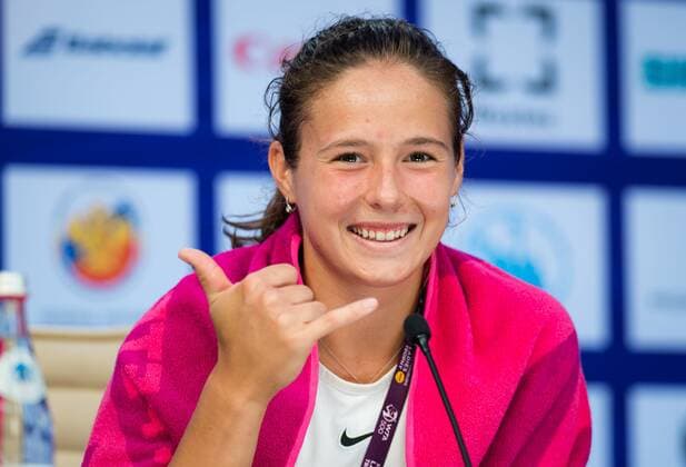 Mandatory Credit: Photo by Rob Prange Shutterstock (11800202dn) Daria Kasatkina of Russia talks to the media after her first-round win at the 2021 St. Petersburg Ladies Trophy WTA, Tennis Damen 500 tournament WTA St Petersburg Ladies Trophy, Tennis, St Petersburg, Russia - 16 Mar 2021 WTA St Petersburg Ladies Trophy, Tennis, St Petersburg, Russia - 16 Mar 2021  Copyright: xRobxPrange Shutterstockx 11800202dn