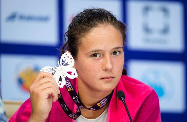 Mandatory Credit: Photo by Rob Prange Shutterstock (11800202dr) Daria Kasatkina of Russia talks to the media after her first-round win at the 2021 St. Petersburg Ladies Trophy WTA, Tennis Damen 500 tournament WTA St Petersburg Ladies Trophy, Tennis, St Petersburg, Russia - 16 Mar 2021 WTA St Petersburg Ladies Trophy, Tennis, St Petersburg, Russia - 16 Mar 2021  Copyright: xRobxPrange Shutterstockx 11800202dr