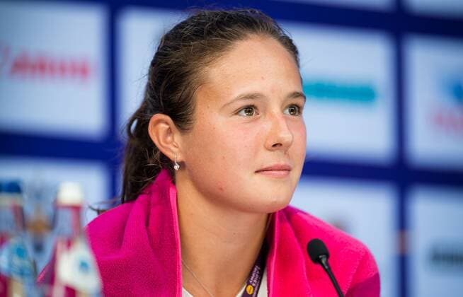 Mandatory Credit: Photo by Rob Prange Shutterstock (11800202dm) Daria Kasatkina of Russia talks to the media after her first-round win at the 2021 St. Petersburg Ladies Trophy WTA, Tennis Damen 500 tournament WTA St Petersburg Ladies Trophy, Tennis, St Petersburg, Russia - 16 Mar 2021 WTA St Petersburg Ladies Trophy, Tennis, St Petersburg, Russia - 16 Mar 2021  Copyright: xRobxPrange Shutterstockx 11800202dm