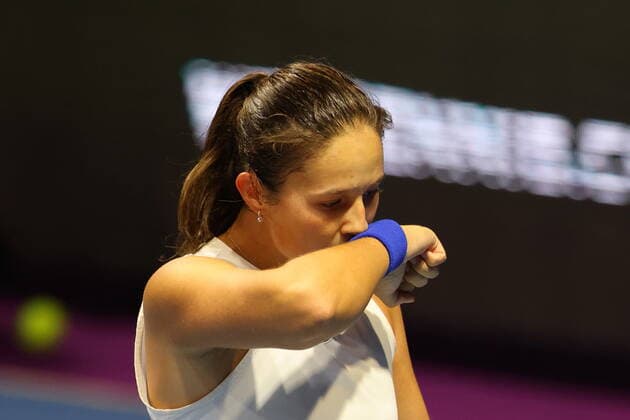 Saint Petersburg, Russia - 16 March 2021: Tennis Daria Kasatkina of Russia seen in action during a match against Clara Tauson of Denmark at the St.Petersburg Ladies Trophy 2021 tennis tournament at Sibur Arena. Final score: (Daria Kasatkina 2 - 0 Clara Tauson) MaksimxKonstantinov