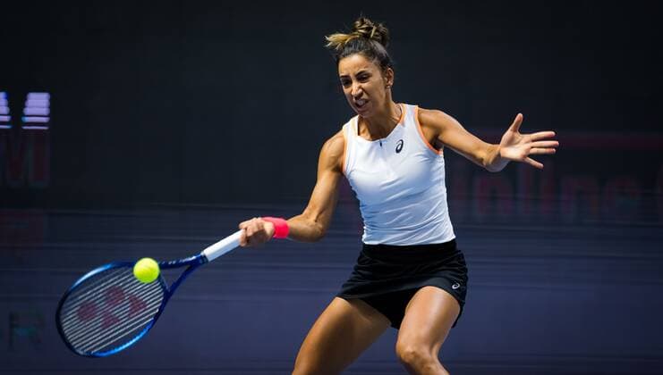 Mandatory Credit: Photo by Rob Prange Shutterstock (11800202ek) Cagla Buyukakcay of Turkey in action during her first-round match at the 2021 St. Petersburg Ladies Trophy WTA, Tennis Damen 500 tournament WTA St Petersburg Ladies Trophy, Tennis, St Petersburg, Russia - 16 Mar 2021 WTA St Petersburg Ladies Trophy, Tennis, St Petersburg, Russia - 16 Mar 2021  Copyright: xRobxPrange Shutterstockx 11800202ek