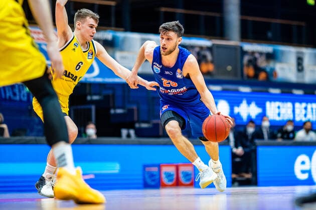 Michal Michalak 23 Syntainics MBC during the match season 2020 2021 men in the EasyCredit Bundesliga between Syntainics MBC and Alba Berlin at Stadthalle Weissenfels on 16 March 2021 in Weissenfels, Sachsen Anhalt, Germany