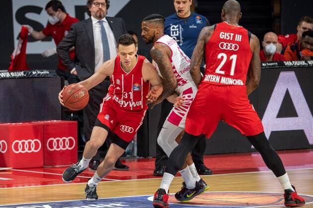 Zan Mark Sisko 31 FC Bayern , Alex Hamilton 0 Telekom Baskets Bonn , FC Bayern Basketball vs Telekom Baskets Bonn, BBL, 16 03 2021 Muenchen Bayern Germany Copyright: xkolbert-press UlrichxGamelx