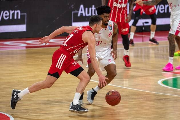Zan Mark Sisko 31 FC Bayern , Jalen Hudson 6 Telekom Baskets Bonn , FC Bayern Basketball vs Telekom Baskets Bonn, BBL, 16 03 2021 Muenchen Bayern Germany Copyright: xkolbert-press UlrichxGamelx