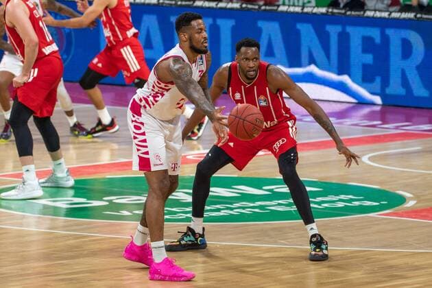 James Thompson IV 3 Telekom Baskets Bonn , JaJuan Johnson 25 FC Bayern , FC Bayern Basketball vs Telekom Baskets Bonn, BBL, 16 03 2021 Muenchen Bayern Germany Copyright: xkolbert-press UlrichxGamelx