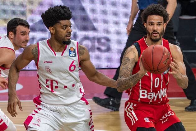 Jalen Hudson 6 Telekom Baskets Bonn , Nick Weiler Babb 0 FC Bayern , FC Bayern Basketball vs Telekom Baskets Bonn, BBL, 16 03 2021 Muenchen Bayern Germany Copyright: xkolbert-press UlrichxGamelx