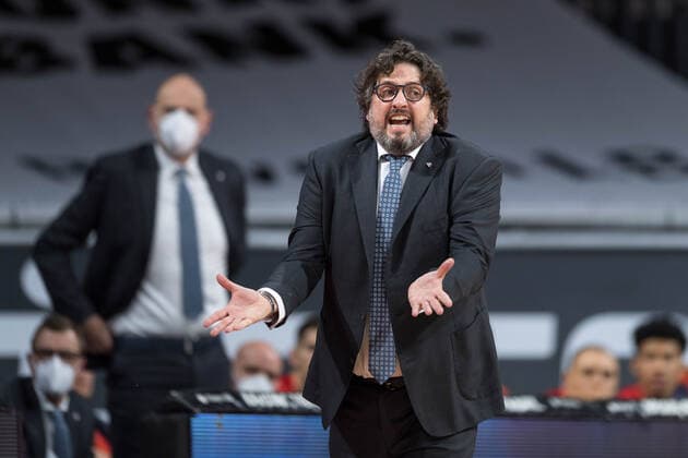 Basketball, BBL, 20210316, FC Bayern München Telekom Basket Bonn In the picture Head Coach of FC Bayern München Andrea TRINCHIERI Munich Audi Dome Bayern Germany Copyright: Passion2Press MarkusxFischerx
