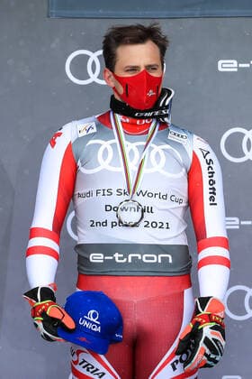 ALPINE SKIING - FIS WC Final Lenzerheide LENZERHEIDE,SWITZERLAND,17.MAR.21- ALPINE SKIING - FIS World Cup Final, award ceremony for the Downhill World Cup, men. Image shows Matthias Mayer (AUT). GEPAxpictures xMarioxBuehner