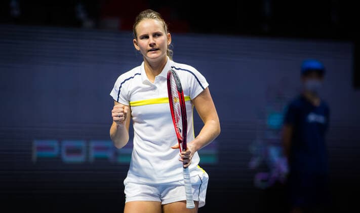March 17, 2021, ST PETERSBURG, RUSSIA: Fiona Ferro of France in action during the second round of the 2021 St. Petersburg Ladies Trophy WTA, Tennis Damen 500 tournament against Vera Zvonareva of Russia ST PETERSBURG RUSSIA - ZUMAa181 20210317_zaa_a181_118 Copyright: xRobxPrangex