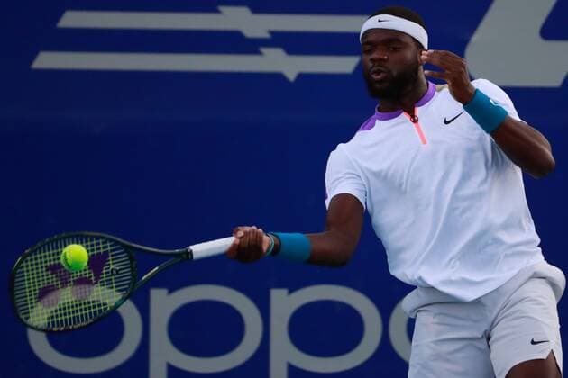 The North American Frances Tiafoe in action against Lorenzo Musetti of Italy, during the third day of the Mexican Tennis Open in Acapulco, Guerrero state, Mexico, 17 March 2021. Acapulco Tennis Open !ACHTUNG: NUR REDAKTIONELLE NUTZUNG!  Copyright: xDavidxGuzmanx MEX7342 20210318-637516303192062020