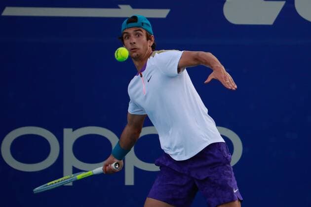 The Italian Lorenzo Musetti in action against the North American Frances Tiafoe, during the third day of the Mexican Tennis Open in Acapulco, Guerrero state, Mexico, 17 March 2021. Acapulco Tennis Open !ACHTUNG: NUR REDAKTIONELLE NUTZUNG!  Copyright: xDavidxGuzmanx MEX7345 20210318-637516303200343224