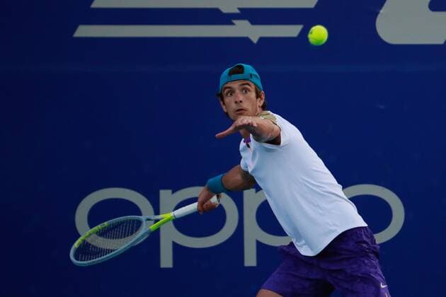 The Italian Lorenzo Musetti in action against the North American Frances Tiafoe, during the third day of the Mexican Tennis Open in Acapulco, Guerrero state, Mexico, 17 March 2021. Acapulco Tennis Open !ACHTUNG: NUR REDAKTIONELLE NUTZUNG!  Copyright: xDavidxGuzmanx MEX7344 20210318-637516303818897823