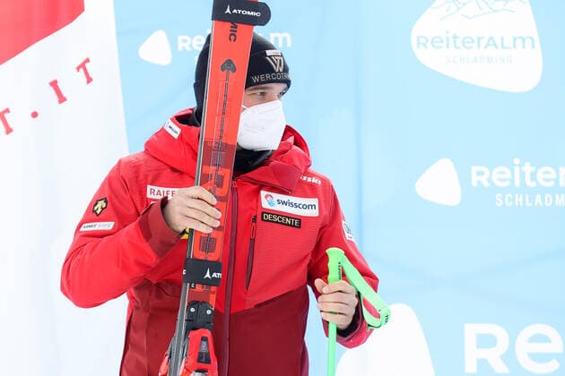 ALPINE SKIING - FIS EC Reiteralm SCHLADMING,AUSTRIA,18.MAR.21- ALPINE SKIING - FIS Europa Cup Final, award ceremony for the Giant Slalom Europa Cup, men. Image shows Semyel Bissig (SUI). GEPAxpictures xChristianxWalgram