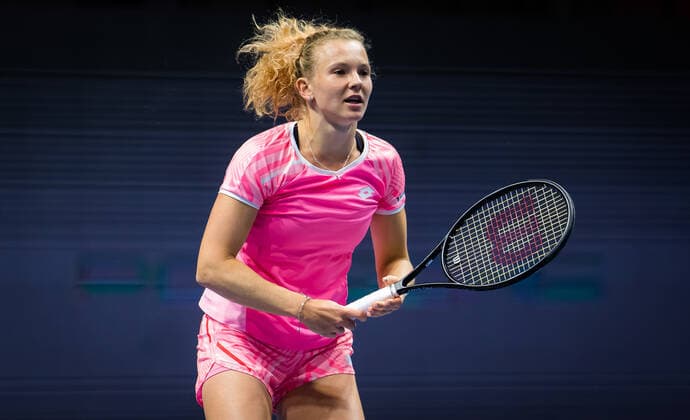 March 18, 2021, ST PETERSBURG, RUSSIA: Katerina Siniakova of the Czech Republic in action during the second round of the 2021 St. Petersburg Ladies Trophy WTA, Tennis Damen 500 tournament against Margarita Gasparyan of Russia ST PETERSBURG RUSSIA - ZUMAa181 20210318_zaa_a181_035 Copyright: xRobxPrangex