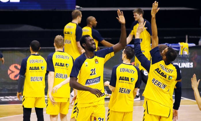 Jean Marc Christ Koumadje at presentation Sport Basketball EuroLeague Men Season 2020 2021 18 03 2021 ALBA Berlin vs Olympiakos Piraeus Piraeus