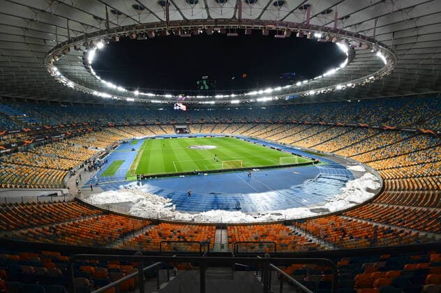 KYIV, UKRAINE - MARCH 18, 2021: NSC Olympic. The football match of UEFA Europa League, Round of 16. FC Shakhtar Donetsk vs AS Roma Copyright: xVitaliixKliuievx