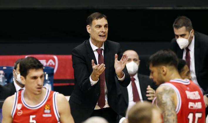 Coach Georgios Bartzokas Sports Basketball EuroLeague Men Season 2020 2021 18 03 2021 ALBA Berlin vs Olympiakos Piraeus Piraeus