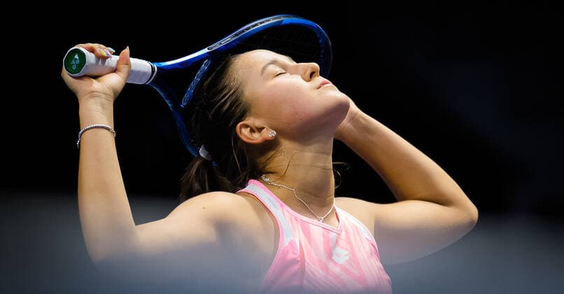 March 18, 2021, ST PETERSBURG, RUSSIA: Kamilla Rakhimova of Russia in action during the second round at the 2021 St. Petersburg Ladies Trophy WTA, Tennis Damen 500 tournament against Veronika Kudermetova of Russia ST PETERSBURG RUSSIA - ZUMAa181 20210318_zaa_a181_130 Copyright: xRobxPrangex