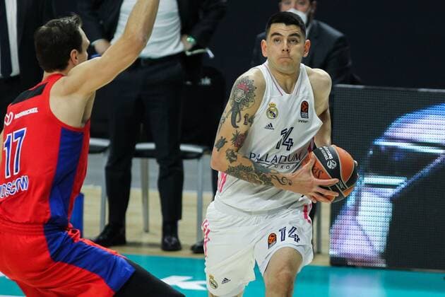 Mandatory Credit: Photo by Irina R Hipolito Shutterstock (11805729m) Gabriel Deck of Real Madrid in action during Euroleague basketball match played between Real Madrid and PBC CSKA Moscow at Wizink Center stadium on March 18, 2021 in Madrid, Spain. Basket: Euroleague- Real Madrid v CSKA Moscow, Spain - 18 Mar 2021 Basket: Euroleague- Real Madrid v CSKA Moscow, Spain - 18 Mar 2021  Copyright: xIrinaxRxHipolito Shutterstockx 11805729m