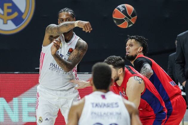 Mandatory Credit: Photo by Irina R Hipolito Shutterstock (11805729ak) Trey Thompkins of Real Madrid in action during Euroleague basketball match played between Real Madrid and PBC CSKA Moscow at Wizink Center stadium on March 18, 2021 in Madrid, Spain. Basket: Euroleague- Real Madrid v CSKA Moscow, Spain - 18 Mar 2021 Basket: Euroleague- Real Madrid v CSKA Moscow, Spain - 18 Mar 2021  Copyright: xIrinaxRxHipolito Shutterstockx 11805729ak