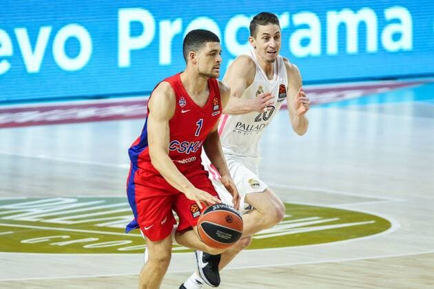 Mandatory Credit: Photo by Irina R Hipolito Shutterstock (11805729av) Iffe Lundberg of CSKA Moscow and Jaycee Carrol of Real Madrid in action during Euroleague basketball match played between Real Madrid and PBC CSKA Moscow at Wizink Center stadium on March 18, 2021 in Madrid, Spain. Basket: Euroleague- Real Madrid v CSKA Moscow, Spain - 18 Mar 2021 Basket: Euroleague- Real Madrid v CSKA Moscow, Spain - 18 Mar 2021  Copyright: xIrinaxRxHipolito Shutterstockx 11805729av